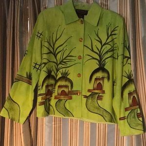 ALEX KIM Green/Yellow Jacket, Sz Medium.